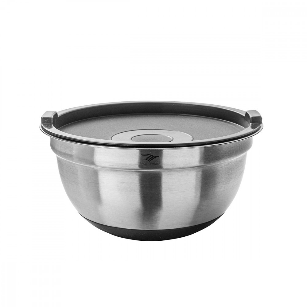 Lot de 3 saladiers inox avec couvercles