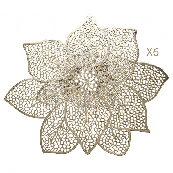 Lot de 6 sets de table forme poinsettia