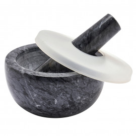 Mortier et pilon en marbre avec couvercle