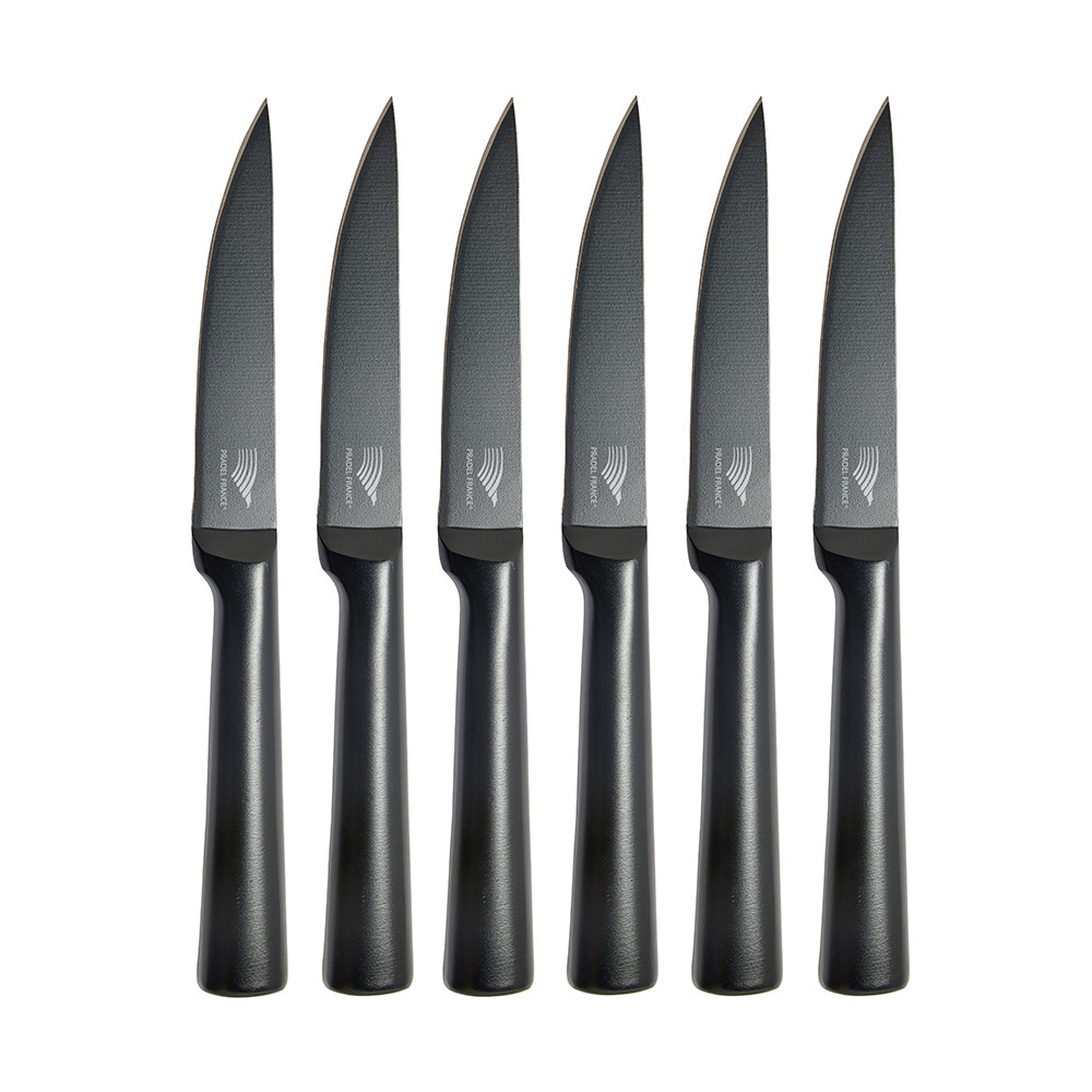 Lot de 6 couteaux à steak tout inox noir
