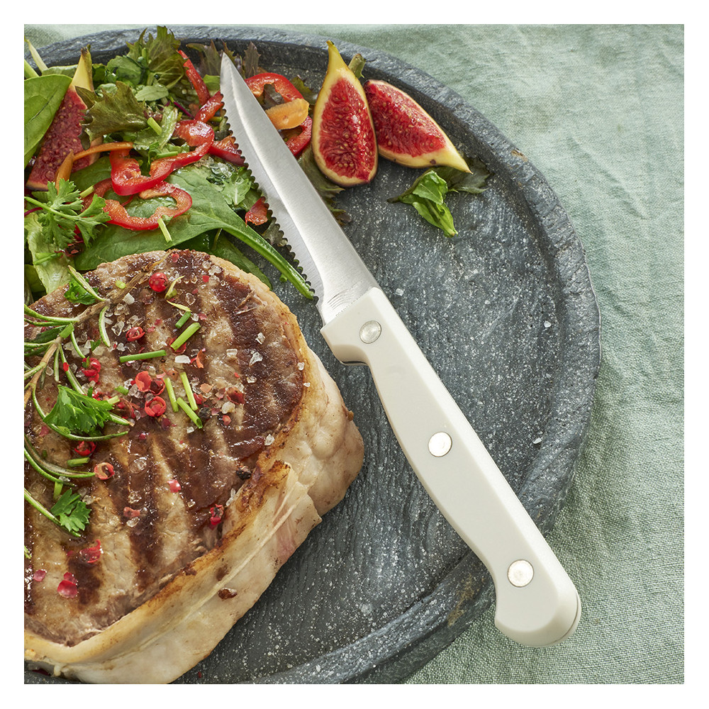 Lot de 6 couteaux à steak - blanc