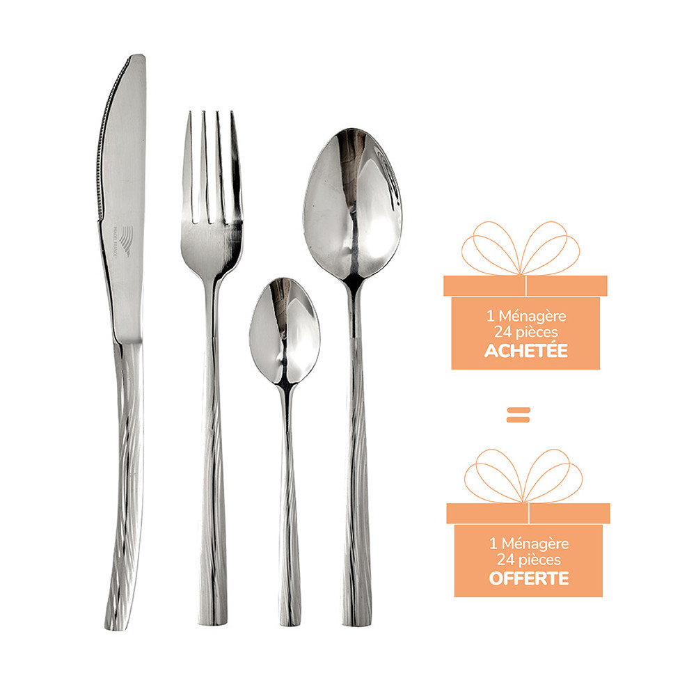 Ménagère 24 pièces "AMBOISE" +  24 pièces OFFERTES