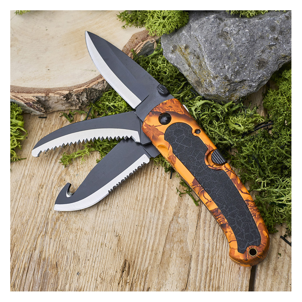 Couteau pliant 3 lames avec étui