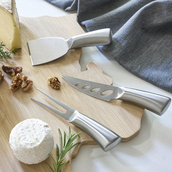 Lot de 3 couteaux à fromage tout inox