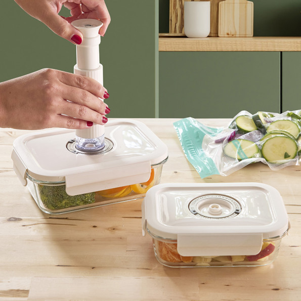 Lot de 2 boîtes de conservation vide d'air avec pompe