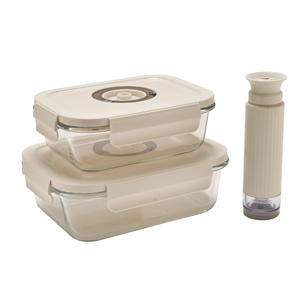 Lot de 2 boîtes de conservation vide d'air avec pompe