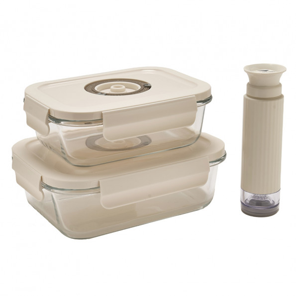 Lot de 2 boîtes de conservation vide d'air avec pompe