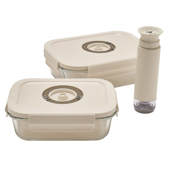 Lot de 2 boîtes de conservation vide d'air avec pompe