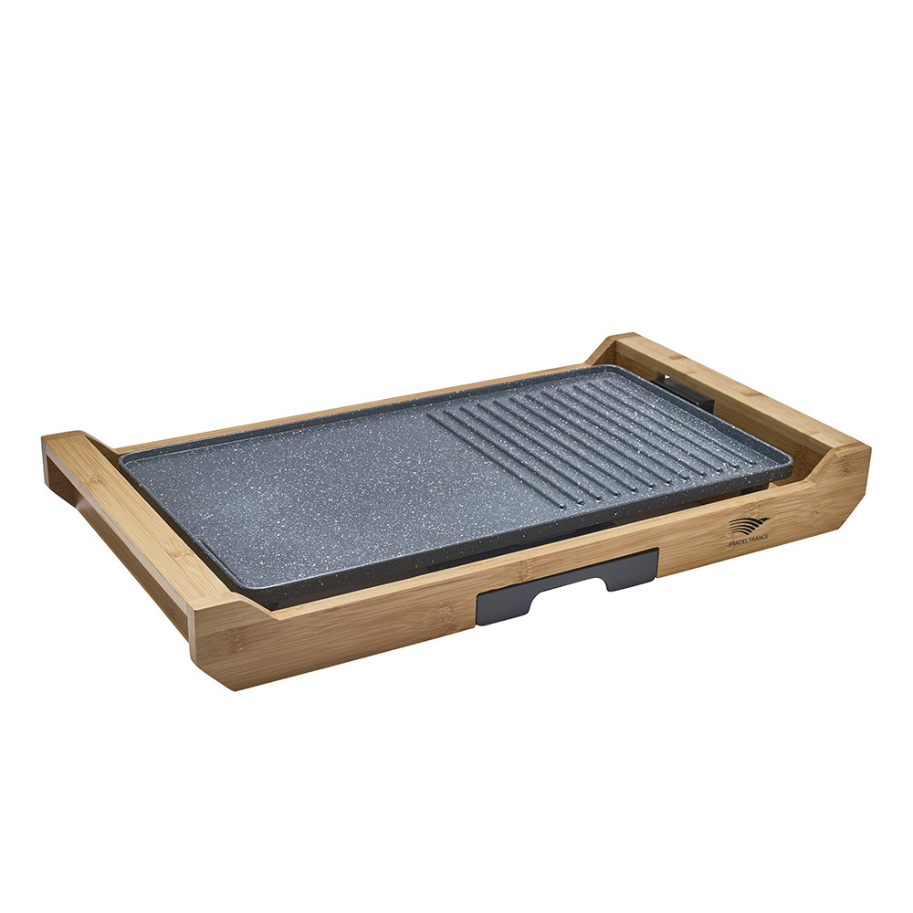 Plancha grill électrique support bambou