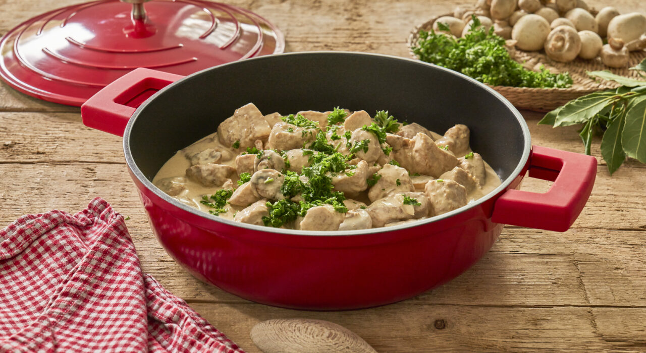 Recette du poulet à la crème, champignons